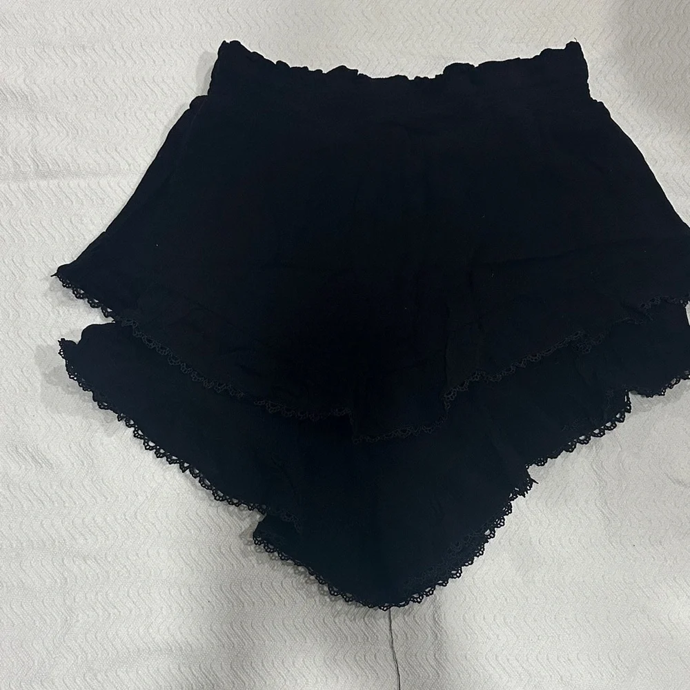 Maternity small baby Black Ruffled Shorts